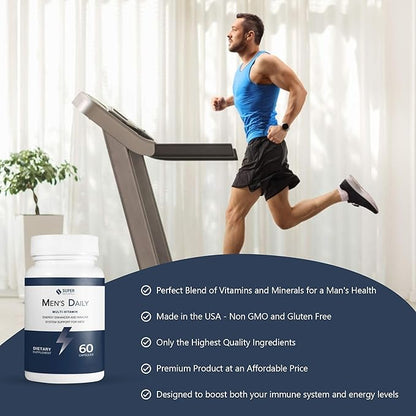 Super Naturals Men's Daily Multivitamin Energy Enhancer and Immune System Support for Men (60 Capsules, 30 Day Supply)