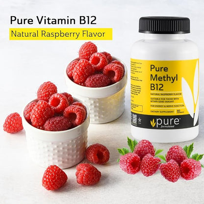 Methyl B12 Vitamin Gummies - Vegan Vitamin B12 Gummies for Adults & Kids - Vitamin Chewable Gummies for Energy & Nerve Function – Gluten-Free, Dairy-Free, Kosher (60 Gummies 1500 mcg)