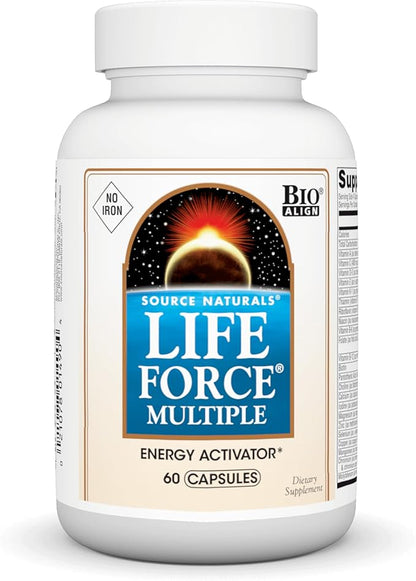 Source Naturals Life Force Multiple Iron Free Daily Multivitamin High Potency Essential Vitamins, Minerals, Antioxidants & Nutrients - Energy & Immune Boost* - 60 Capsules