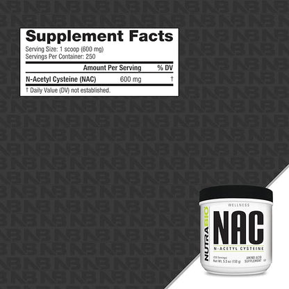 NutraBio N-Acetyl Cysteine Supplement (NAC) - 150 Grams Powder, 600mg Serving - Powerful Anti-Oxidant - Immune Support - No Fillers - Non-GMO - Gluten Free