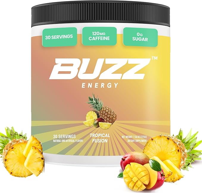 Energy Drink Powder - Energy Boost Drink Mix - Sugar-Free Energy with Antioxidants - Morning Kickstart and Sports Nutrition Endurance Product - 30 Servings, 8 Ounces (Tropical Fusion)