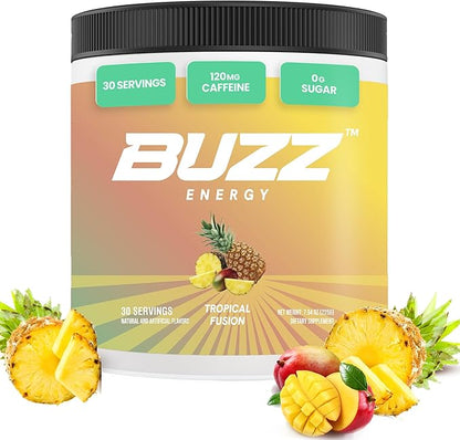 Energy Drink Powder - Energy Boost Drink Mix - Sugar-Free Energy with Antioxidants - Morning Kickstart and Sports Nutrition Endurance Product - 30 Servings, 8 Ounces (Tropical Fusion)