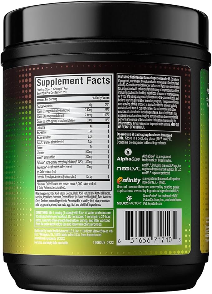 Pre Workout Powder MuscleTech EuphoriQ PreWorkout Smart Pre Workout Powder for Men & Women Caffeine Metabolite Fueled with Paraxanthine Yuzu Lemonade (20 Servings)