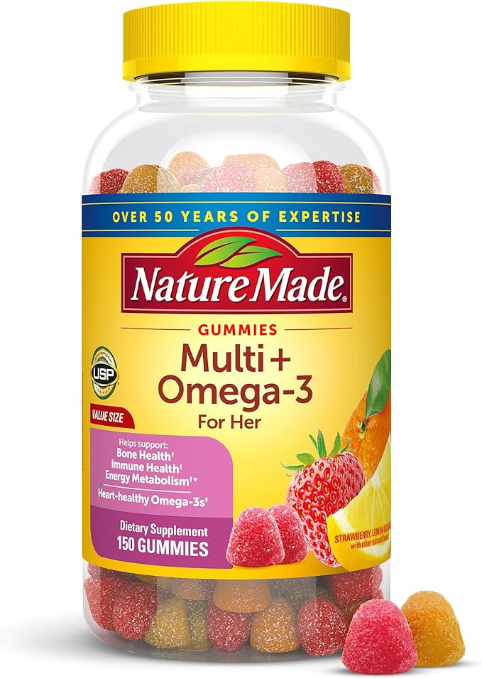 Nature Made Womens Multivitamin with Omega-3, Multivitamin for Women for Daily Nutritional Support, 150 Gummies, 75 Day Supply