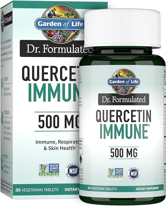 Garden of Life Quercetin Once Daily Immune System Support Supplement with Vitamin C, D & Probiotics – Dr Formulated – Immune Health, Respiratory Health, Skin Health, Gluten Free, Non GMO – 30 Tablets