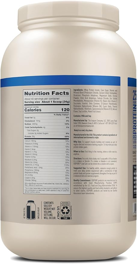 Isopure Protein Powder, Whey Protein Isolate Powder with Vitamin C & Zinc for Immune Support, 25g Protein, Low Carb & Keto Friendly, Flavor: Vanilla, 3 Pound (Packaging May Vary)
