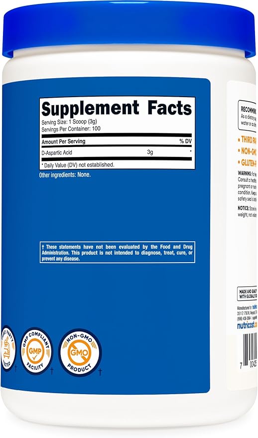 Nutricost D-Aspartic Acid (DAA) Powder 300G - Pure D Aspartic Acid