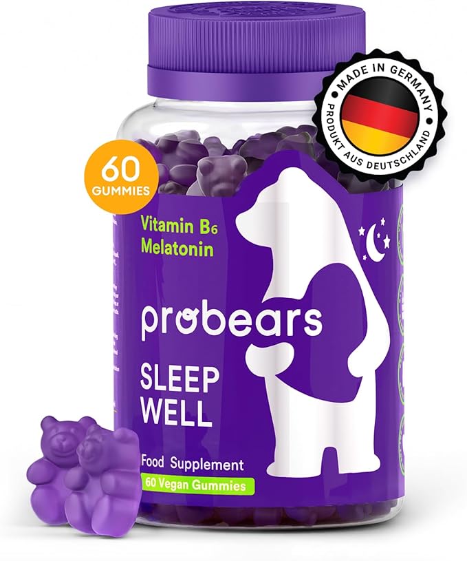 Probears® Melatonin & B6 Gummies for Kids & Adult - Sleep Natural Melatonin & B6 Vitamin for All Genders Sleep - Gluten-Free, Gelatin-Free, Halal - 60 Count