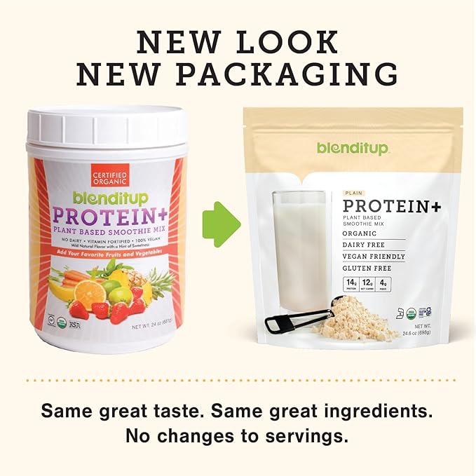 Blenditup Protein + Smoothie Mix Organic (24oz.) 100% Vegan, Gluten Free