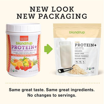 Blenditup Protein + Smoothie Mix Organic (24oz.) 100% Vegan, Gluten Free
