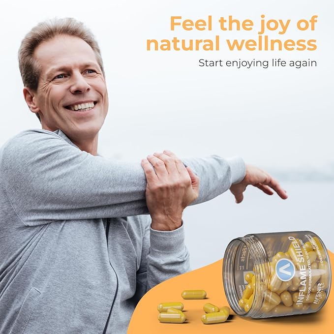 Inflame Shield | Turmeric Supplement for Inflammation Support with Ginger, Bioperine, & Bromelain | Advanced Formula for Joint Support | 60 Capsules for Men and Women