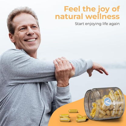 Inflame Shield | Turmeric Supplement for Inflammation Support with Ginger, Bioperine, & Bromelain | Advanced Formula for Joint Support | 120 Capsules for Men and Women