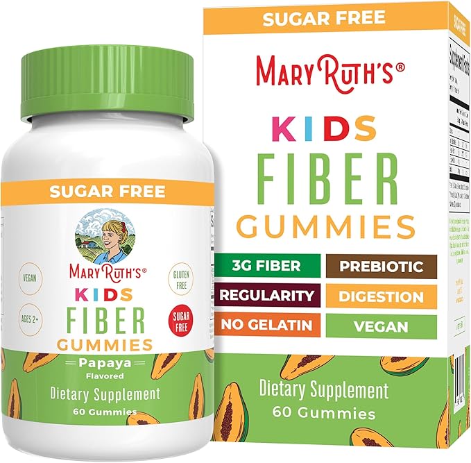 MaryRuth Organics Nutritional Supplement, 2 Month Supply, Sugar Free, Prebiotic, for Kids Ages 2+, Gut Health and Digestion Support, 3g Soluble Fiber Per Gummy, 60 Count