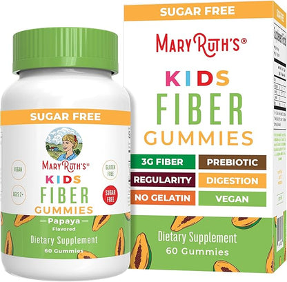 MaryRuth Organics Nutritional Supplement, 2 Month Supply, Sugar Free, Prebiotic, for Kids Ages 2+, Gut Health and Digestion Support, 3g Soluble Fiber Per Gummy, 60 Count