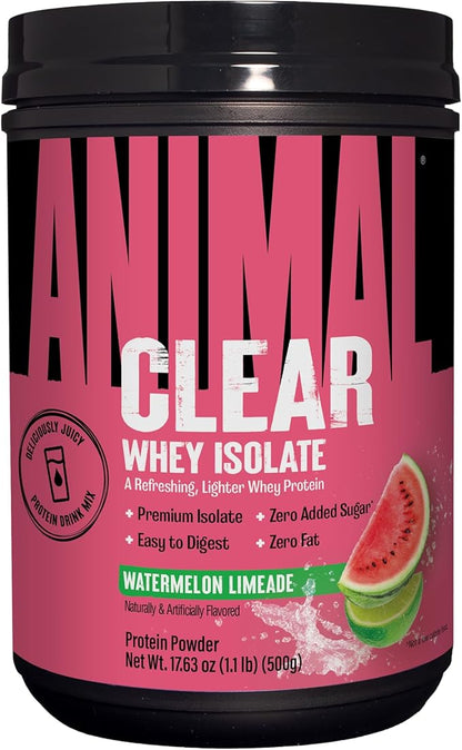 Clear Whey Isolate Protein Powder - Easy to Digest and Mix, 5g BCAA, Deliciously Juicy, Refreshing Anytime Drink for Men and Women, Watermelon Limeade 500g (20 Servings)