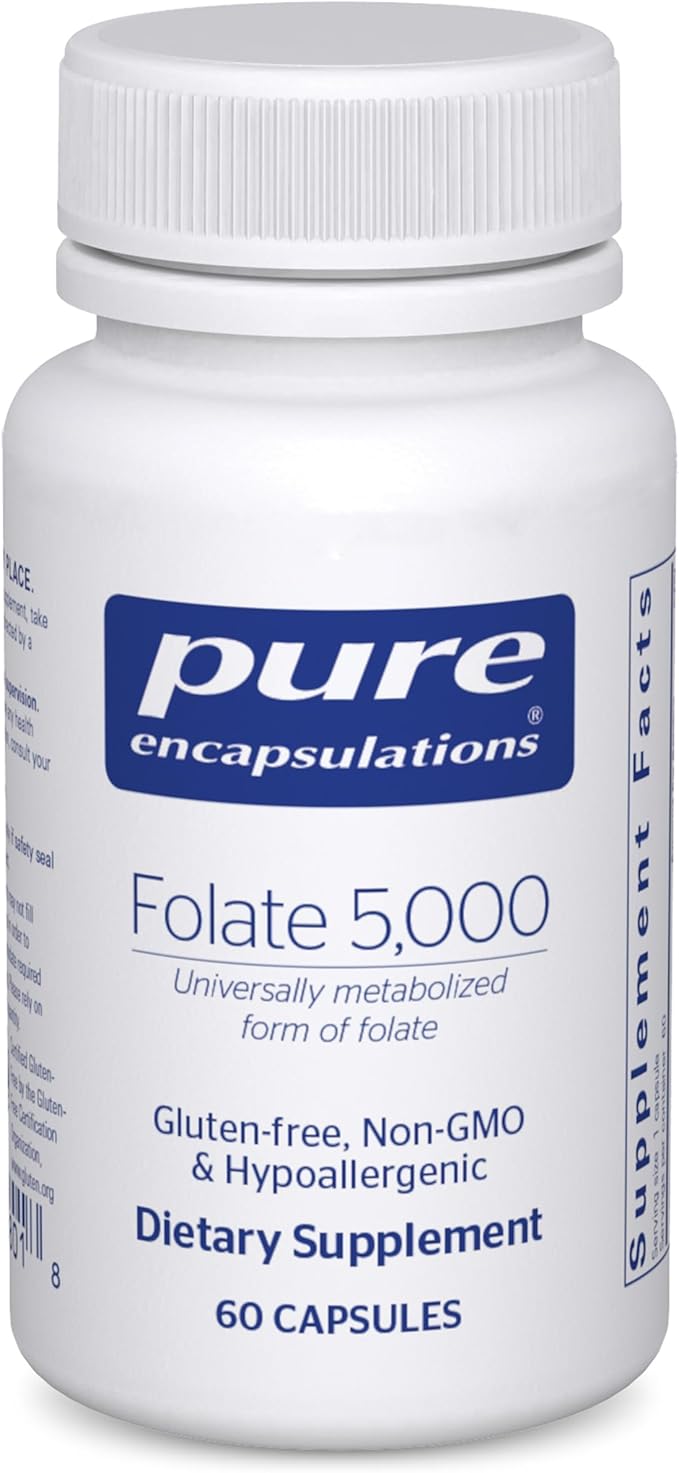 Pure Encapsulations - Folate 5,000 - Activated Vitamin B9 as 5-Methyltetrahydrofolate (5-MTHF) - 60 Capsules
