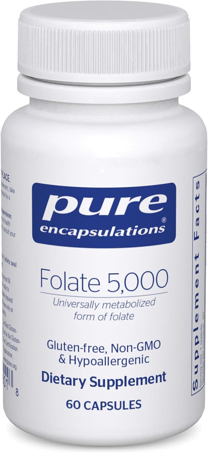 Pure Encapsulations - Folate 5,000 - Activated Vitamin B9 as 5-Methyltetrahydrofolate (5-MTHF) - 60 Capsules