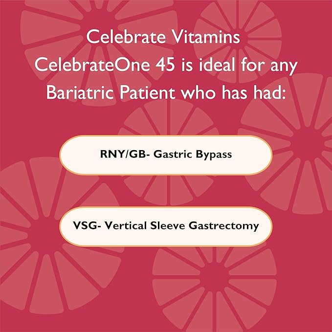 Celebrate Vitamins CelebrateONE 45 Chewables, 45mg Iron - One A Day Bariatric Multivitamin, Essential Vitamins & Minerals - Gastric Bypass & Sleeve Gastrectomy Supplement - Tropical (30 Tablets)