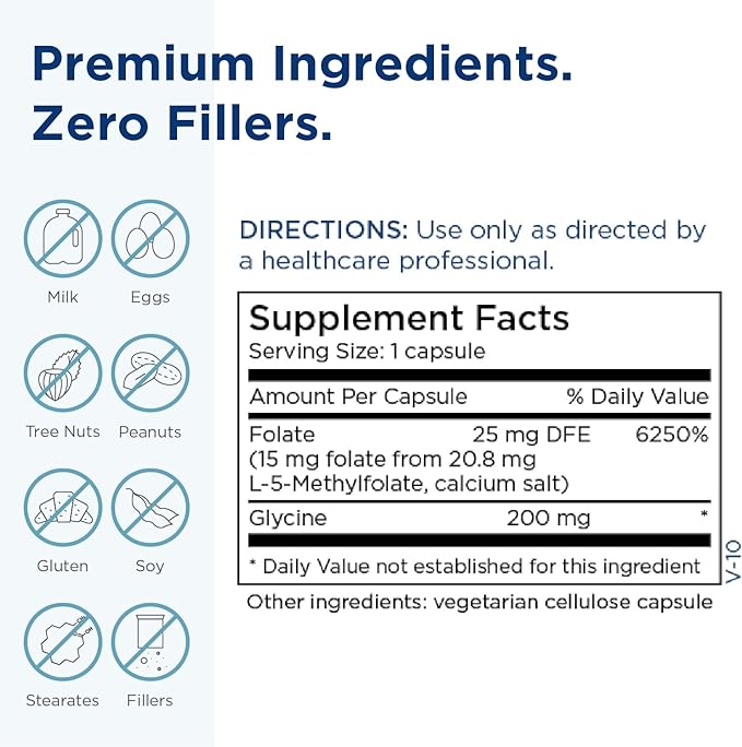 MethylPro 15mg L-Methylfolate - Professional Strength Active Methylfolate, 5-MTHF Supplement for Mood Support & Brain Health - Non-GMO + Gluten-Free with No Fillers (30 Capsules)