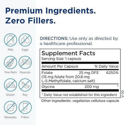 MethylPro 15mg L-Methylfolate - Professional Strength Active Methylfolate, 5-MTHF Supplement for Mood Support & Brain Health - Non-GMO + Gluten-Free with No Fillers (30 Capsules)