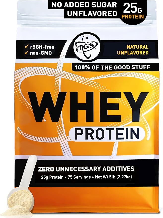 Whey Protein Powder - Unflavored, Unsweetened, Keto - 5lb - Low Carb, Low Calorie, No Soy, Made in USA