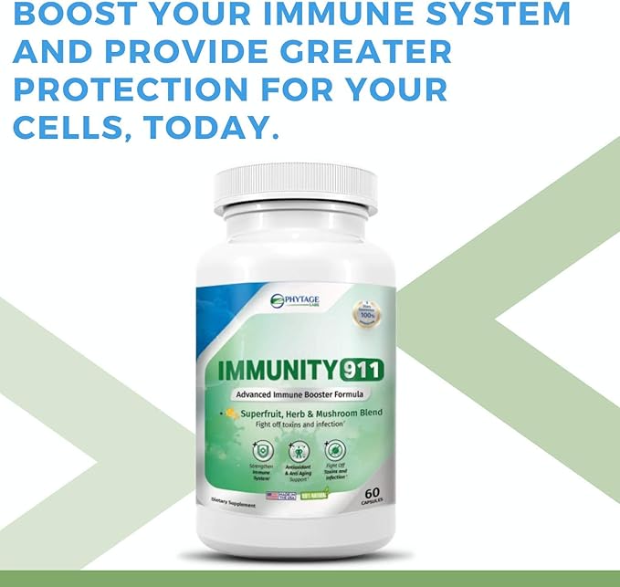 Immunity 911 Supplement - with Natural Ingredients Like Turmeric, Vitamin C, B6, E, Zinc - High Potency Immune Support -60 Capsules