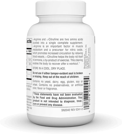 Source Naturals L-Arginine L-Citrulline Complex 1000mg Essential Amino Acid Supplement - 60 Tablets