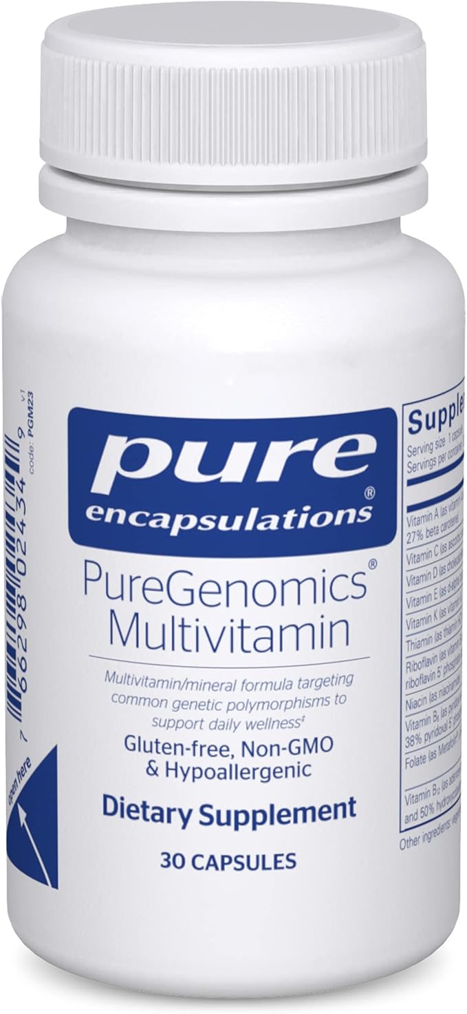 Pure Encapsulations PureGenomics Multivitamin - Supplement to Support Nutrient Requirements of Common Genetic Variations - with Vitamin A,B,C,D,E, K & Minerals - 30 Capsules