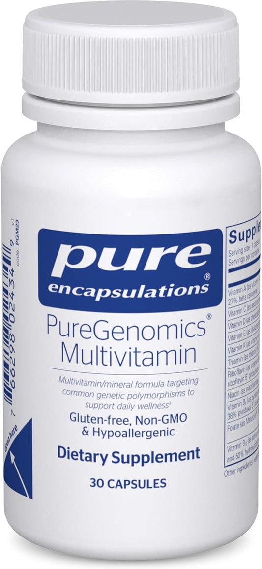 Pure Encapsulations PureGenomics Multivitamin - Supplement to Support Nutrient Requirements of Common Genetic Variations - with Vitamin A,B,C,D,E, K & Minerals - 30 Capsules