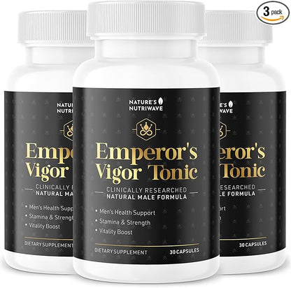 Emperor's Vigor Tonic - Original Supplements for Men's Health - 100% Natural, Non-GMO, Made in The USA, 3 Month Supply
