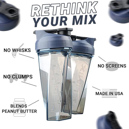 HELIMIX 2.0 Vortex Blender Shaker Bottle Holds upto 28oz | No Blending Ball or Whisk | USA Made | Portable Pre Workout Whey Protein Drink Shaker Cup | Mixes Cocktails Smoothies Shakes | Top Rack Safe