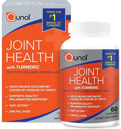 Qunol 5-in-1 Joint Support Supplement, Fast Acting, One Pill Dose, Support Healthy Inflammation Response & Discomfort Caused by Overuse of Joints, Alternative to Glucosamine Chondroitin MSM, 60 Count