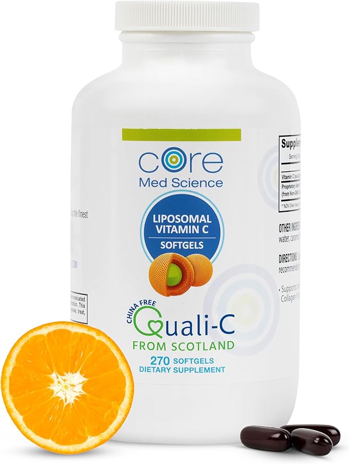 Liposomal Vitamin C 1000mg by Core Med Science, 270 Softgels - Non-GMO Natural Liposomal Vitamin C Supplement That Promotes Healthy Skin - Immune System Booster for Adults, Supports Collagen Formation