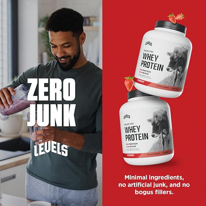 Levels Grass Fed Whey Protein Powder, No Artificials, 24G of Protein, Strawberry, 5LB