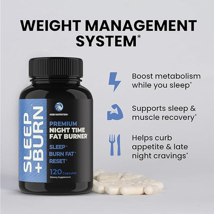 Night Time Fat Burner | Shred Fat While You Rest | Hunger Suppressant, Carb Blocker & Weight Loss Support Supplements | Burn Belly Fat, Support Metabolism & Rest Easily | 120 Nighttime Pills