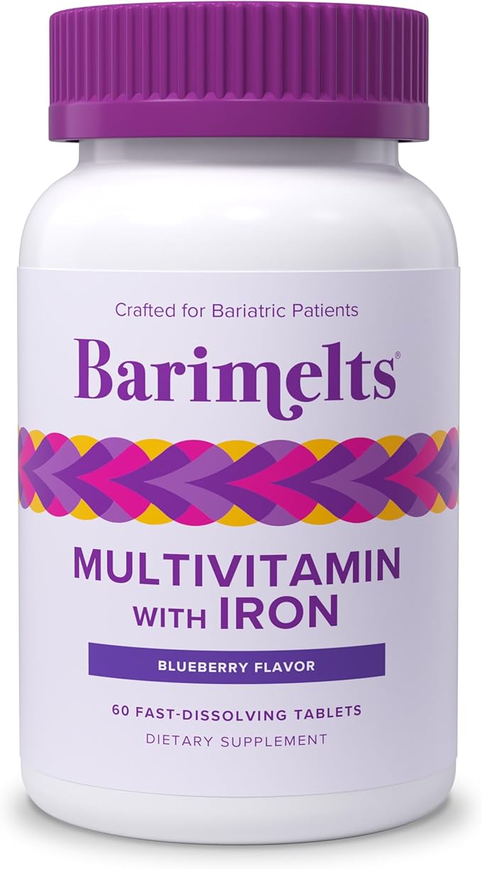 BariMelts Bariatric Multivitamin with Iron - 60 Fast-Dissolving Tablets (1-Month Supply) - Sugar-Free Bariatric Vitamins for Women, Natural Blueberry Flavor