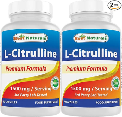 Best Naturals L-Citrulline Capsules - 1500mg/Serving - Non-GMO - Gluten Free - 90 Capsules (90 Count (Pack of 2))