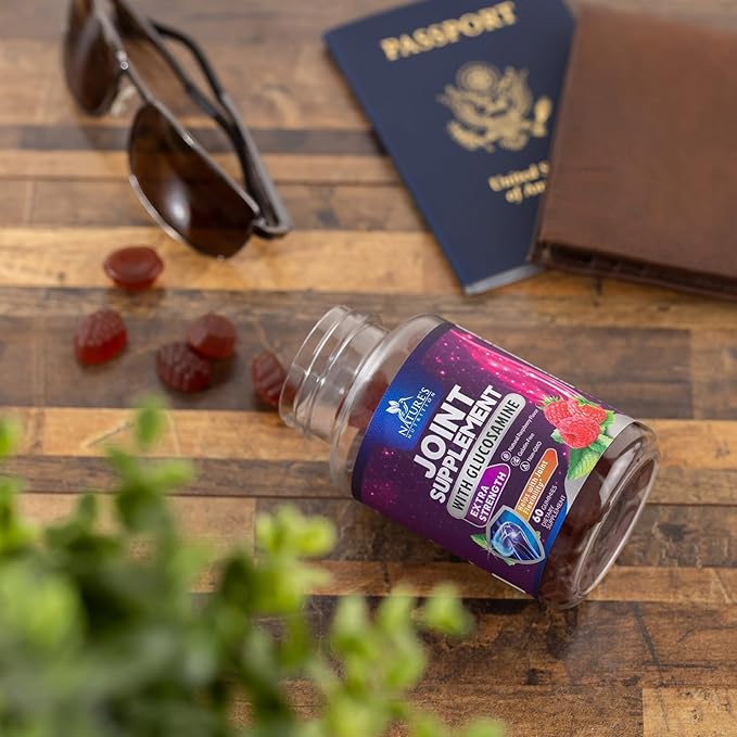 Joint Support Gummies Glucosamine Plus Vitamin E - Nature's Joint Support Supplement for Occasional Discomfort for Back, Knees & Hands - Cartilage & Joint Health & Flexibility Support - 60 Gummies