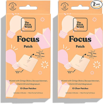 The Patch Brand Focus Patches | Supports Brain Function with B3 and Magnesium | All Natural Vitamins & Mineral Patch Plant Based and Cruelty Free Water Resistant Patches That Last All Day