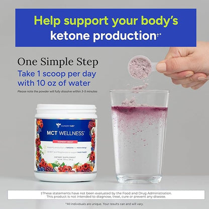Gundry MD MCT Wellness Powder to Support Energy, Ketone Production and Brain Health, Keto Friendly, Sugar Free (30 Servings) (Raspberry Medley)