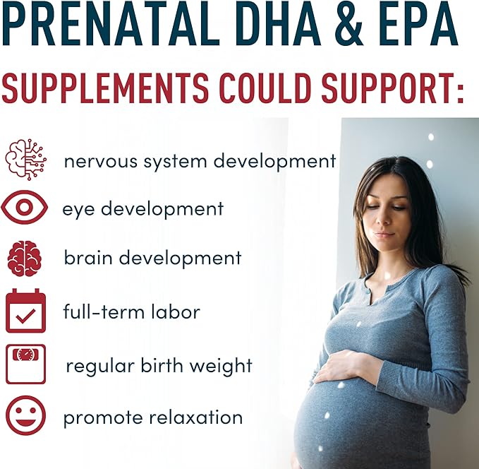 Prenatal Vitamins with DHA and Folic Acid - Fetal Development and Pregnancy Support - High-Potency Prenatal Vitamins For Women DHA and EPA Omega-3s D3 Prenatal DHA Fish Oil - 90 Strawberry Softgels