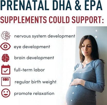 Prenatal Vitamins with DHA and Folic Acid - Fetal Development and Pregnancy Support - High-Potency Prenatal Vitamins For Women DHA and EPA Omega-3s D3 Prenatal DHA Fish Oil - 90 Strawberry Softgels