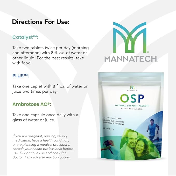 Mannatech More Than Just a Multivitamin, Optimal Support Packets Amazing Self-Care Benefits of OSP Daily Vitamins, w/Ashwagandha Capsules, Immune Support and Antioxidant Supplement - 60 Packets