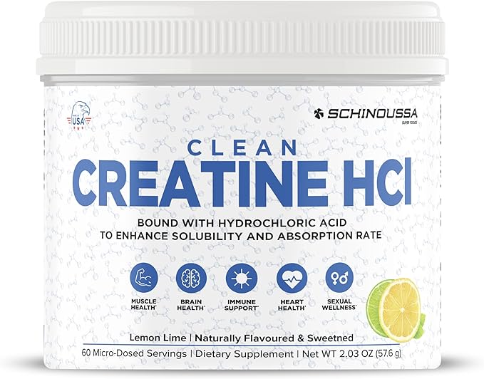 Lemon Lime Creatine HCL | Micro-Dosed for Maximum Absorption | Natural Flavor | Sweetened | 60 Servings | 2.3 oz (57.6 g) | Dietary Workout Supplement
