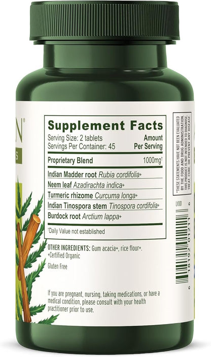 Banyan Botanicals Blood Cleanse Tablets – Organic Clear Skin Supplement with Manjistha & Neem – Blood Cleanser Herbs for Natural Detox & Healthy Skin* – 90 Tablets – Non GMO Sustainably Sourced Vegan