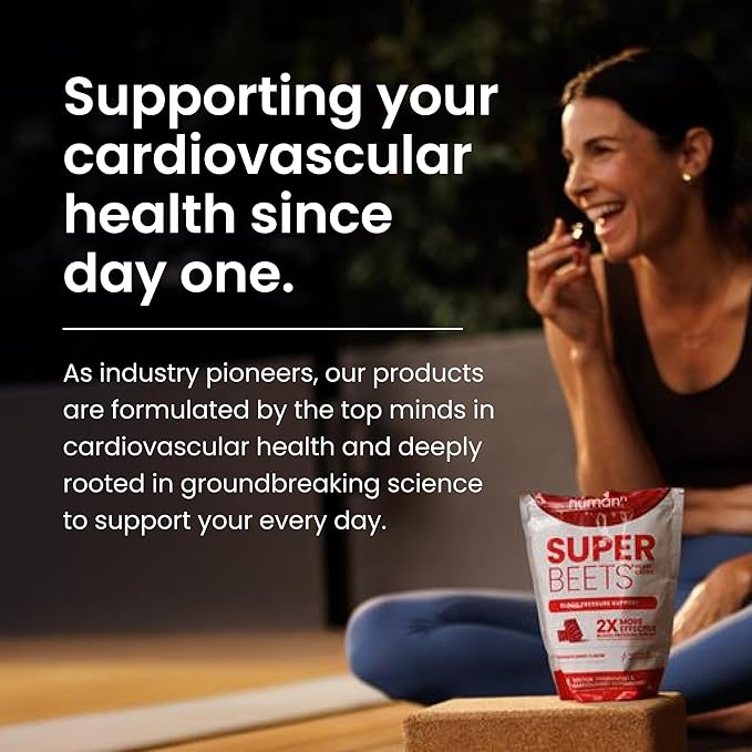 humanN SuperBeets Heart Chews, Nitric Oxide and Blood Pressure Support, Grape Seed Extract & Non-GMO Beet Root Powder Energy Chew, Pomegranate Berry Flavor, 180 Count