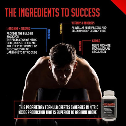 L Arginine Nitric Oxide Supplement for Men - Oxygen & Blood Flow Support, Non GMO Nitric Oxide Booster - Larginine Supplements with Ginseng, Nitric Oxide Supplements for Men - 180 Capsules