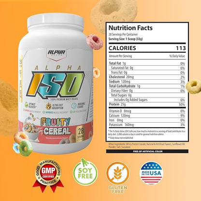 ISO, Low Carb 100% Whey Protein Isolate Powder, 25 Grams Per Serving, Helps Support Muscle Growth, Low Sugar and Gluten Free (Fruity Cereal, 2 lb)