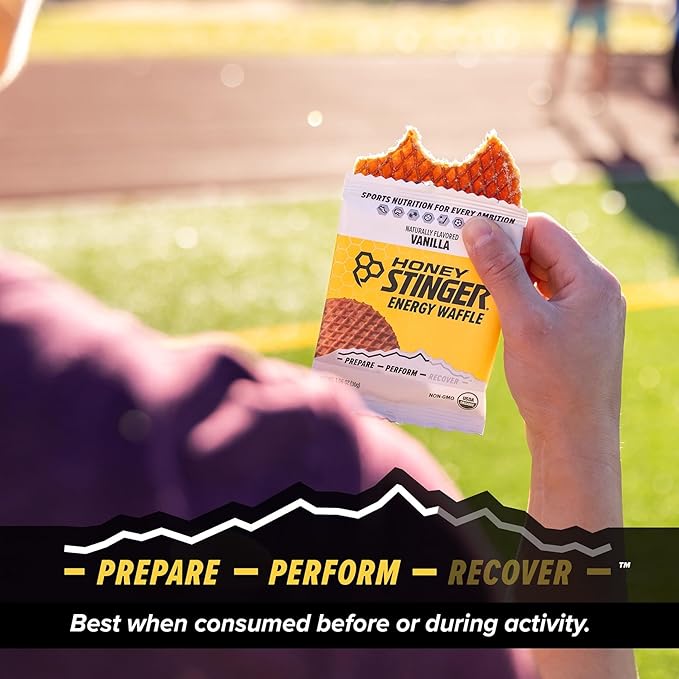 Honey Stinger Organic Vanilla Waffle | Energy Stroopwafel for Exercise, Endurance and Performance | Sports Nutrition for Home & Gym, Pre and Post Workout | Box of 16 Waffles, 16.96 Ounce