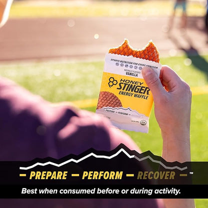 Honey Stinger Organic Vanilla Waffle | Energy Stroopwafel for Exercise, Endurance and Performance | Sports Nutrition for Home & Gym, Pre and Post Workout | Box of 16 Waffles, 16.96 Ounce